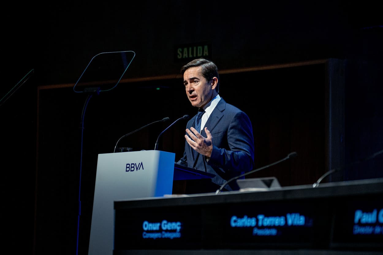 Carlos Torres, presidente de BBVA, durante la presentación de resultados de la entidad. EP