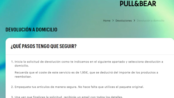 Devolución a domicilio de Pull&Bear por 1,95 euros Devolución a domicilio de Pull&Bear por 1,95 euros