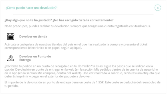 Devolución en punto de entrega en Stradivarius por 1,95 euros Devolución en punto de entrega en Stradivarius por 1,95 euros