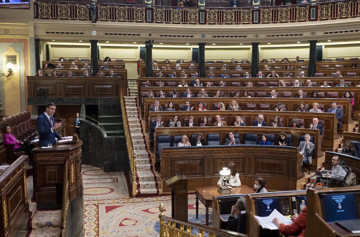 El presidente del Gobierno, Pedro Sánchez, comparece en el Pleno del Congreso de los Diputados, a 24 de enero de 2023, en Madrid (España).
