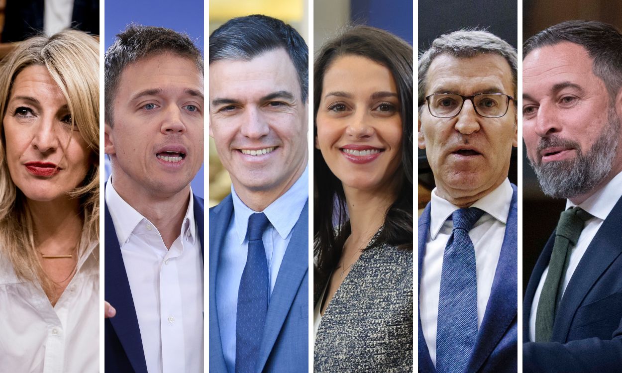 Yolanda Díaz, Íñigo Errejón, Pedro Sánchez, Inés Arrimadas, Alberto Núñez Feijóo y Santiago Abascal. Elaboración propia.