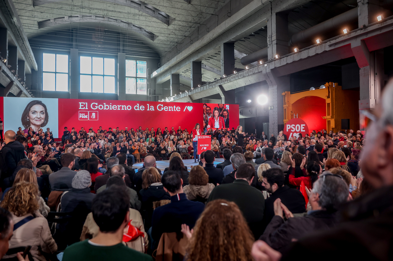 La ministra de Industria, Comercio y Turismo, Reyes Maroto, interviene en su presentación como candidata a la alcaldía de Madrid, en La Nave, a 4 de febrero de 2023, en Madrid (España). EP