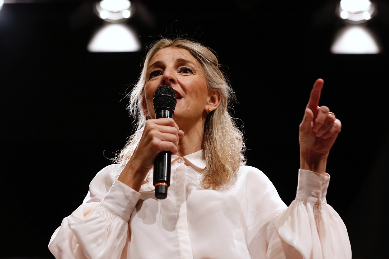 La vicepresidenta del gobierno Yolanda Díaz en un acto de Sumar. EP