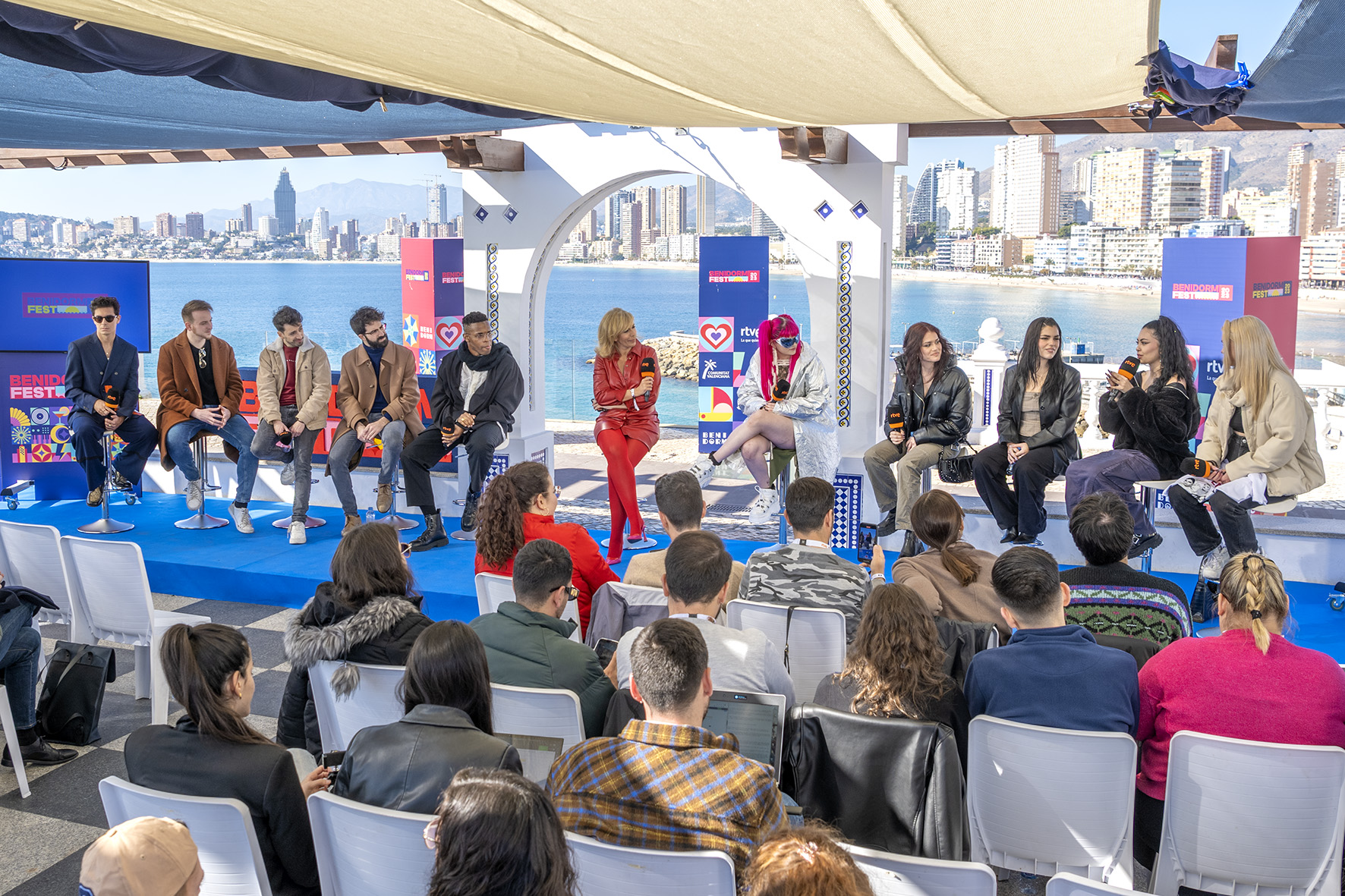 Los finalistas del Benidorm Fest 2023 durante el sorteo de la final. RTVE.