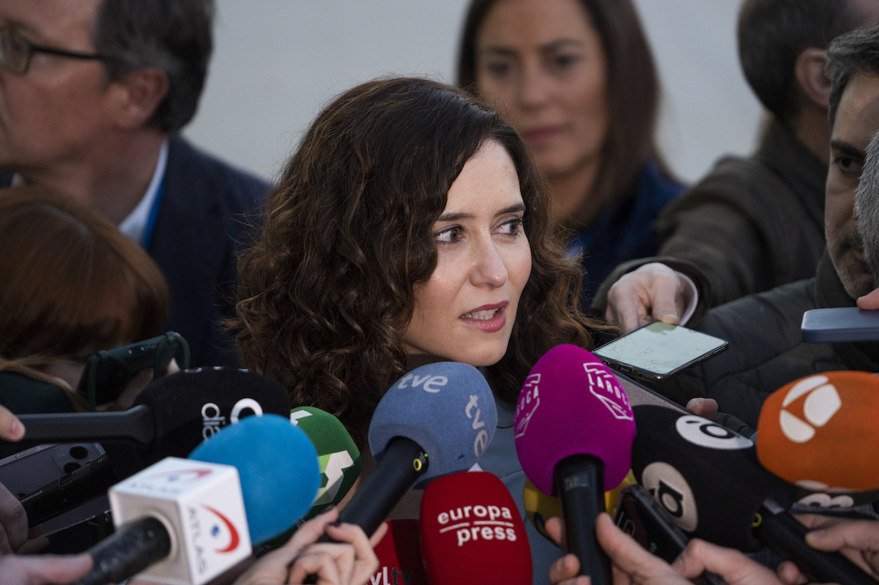 Ayuso en el acto del PP en Valencia. EP