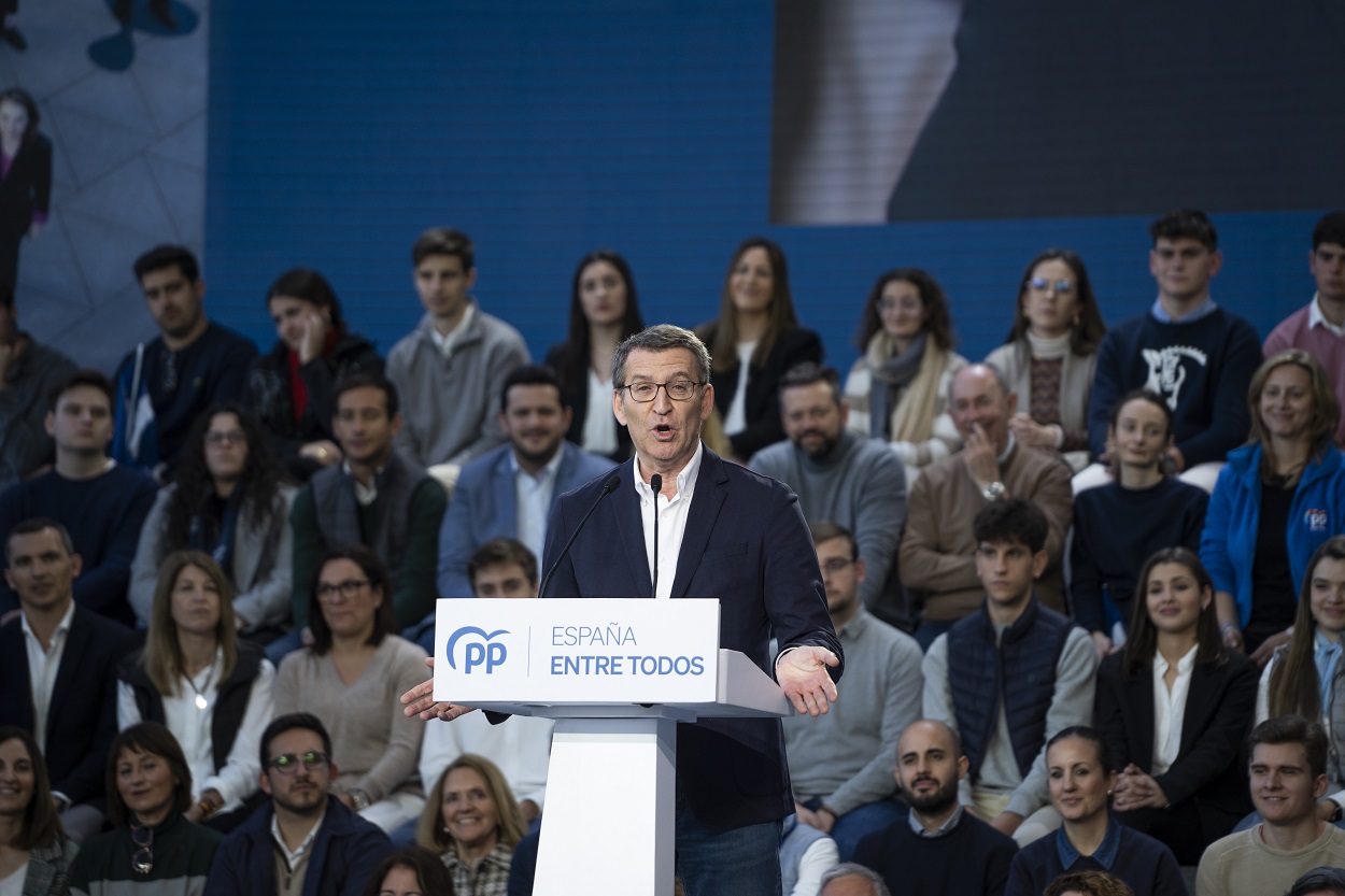 El presidente del Partido Popular, Alberto Núñez Feijóo, clausura la 26 Intermunicipal del Partido Popular. EP.