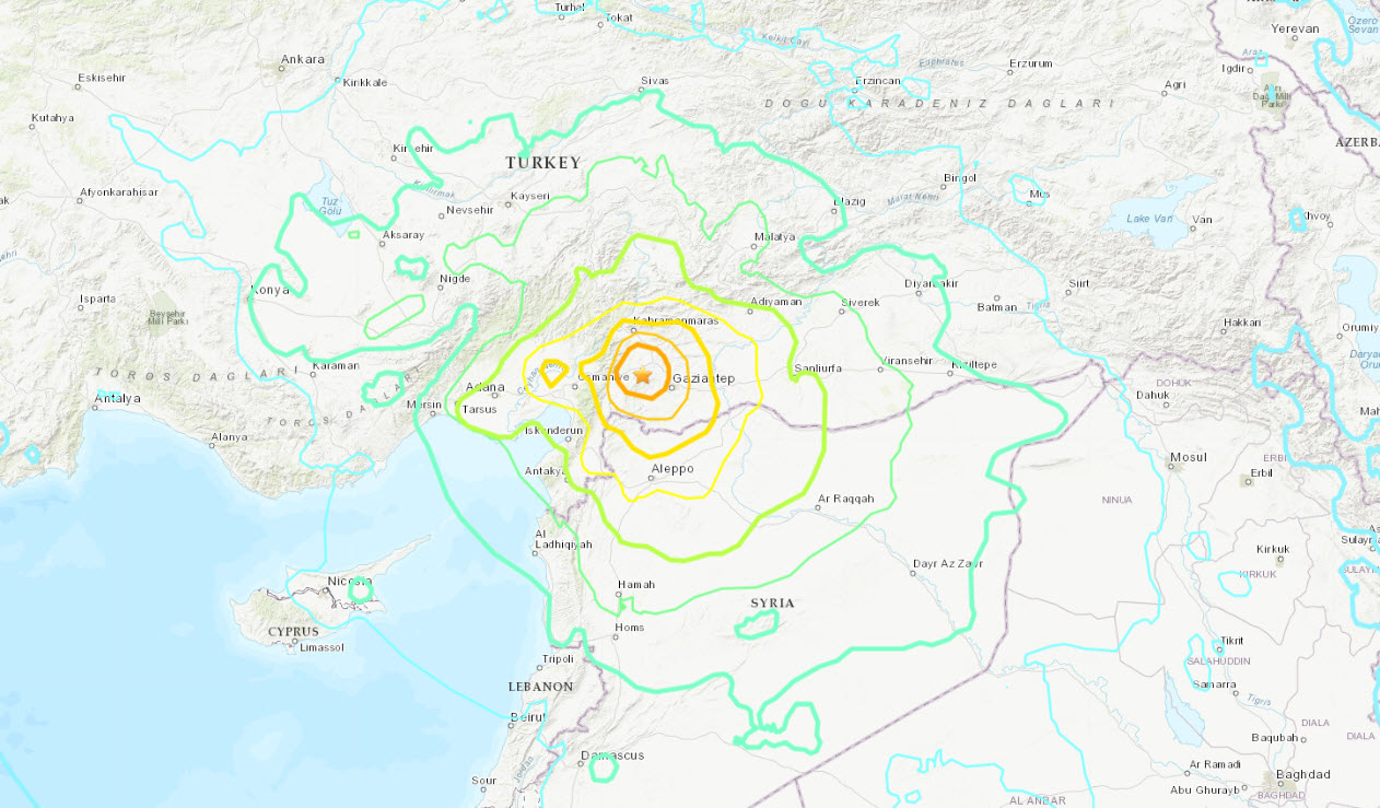 Pantallazo del epicentro del terremoto. Twitter