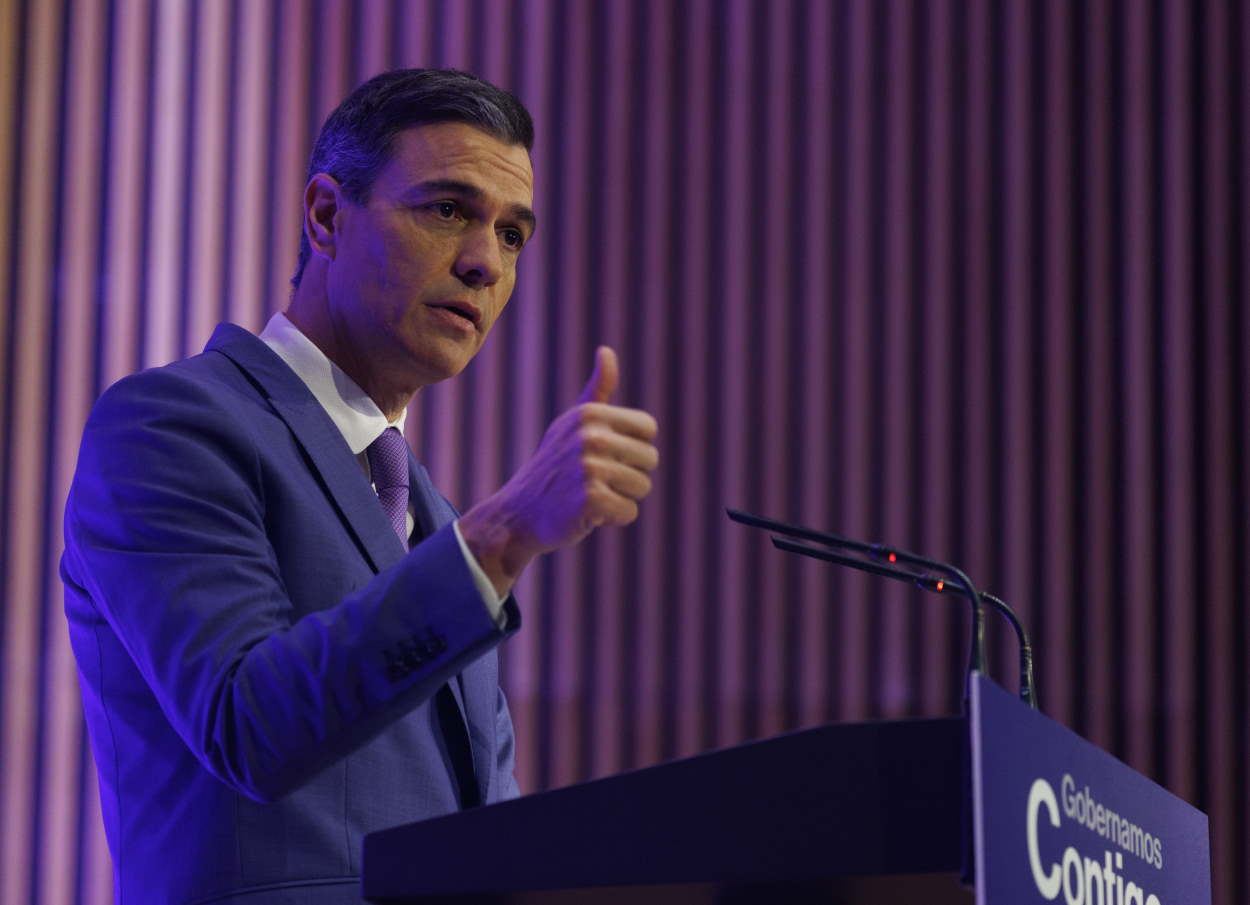 El presidente del Gobierno, Pedro Sánchez, interviene en el acto Autonomía Estratégica Abierta. Europa Press.