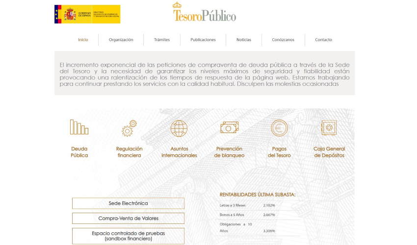 Captura web Tesoro Público