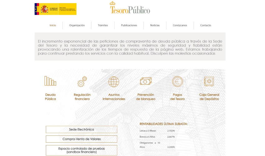 Captura web Tesoro Público Captura web Tesoro Público