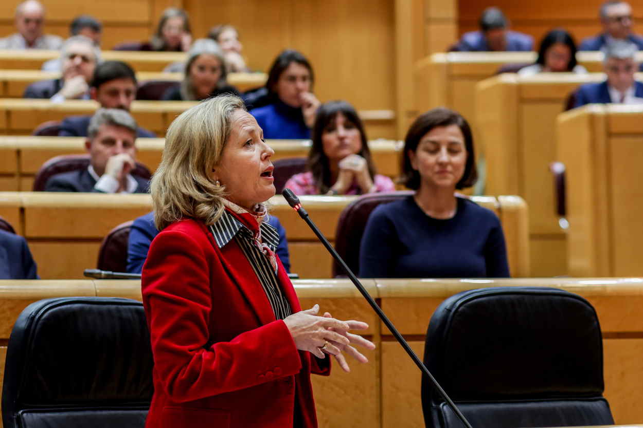 La vicepresidenta primera y ministra de Asuntos Económicos y Transformación Digital, Nadia Calviño. EP