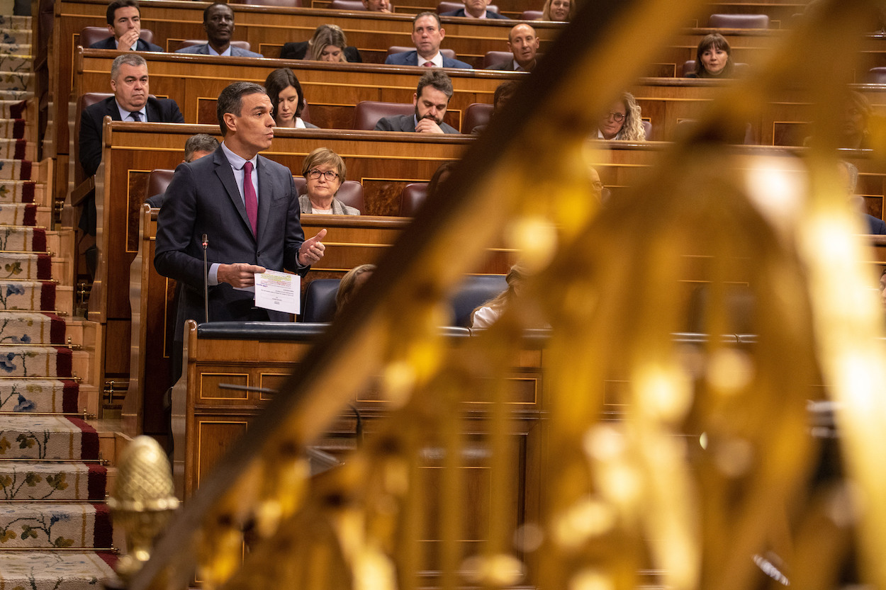 El presidente del Gobierno, Pedro Sánchez, en el Congreso de los Diputados