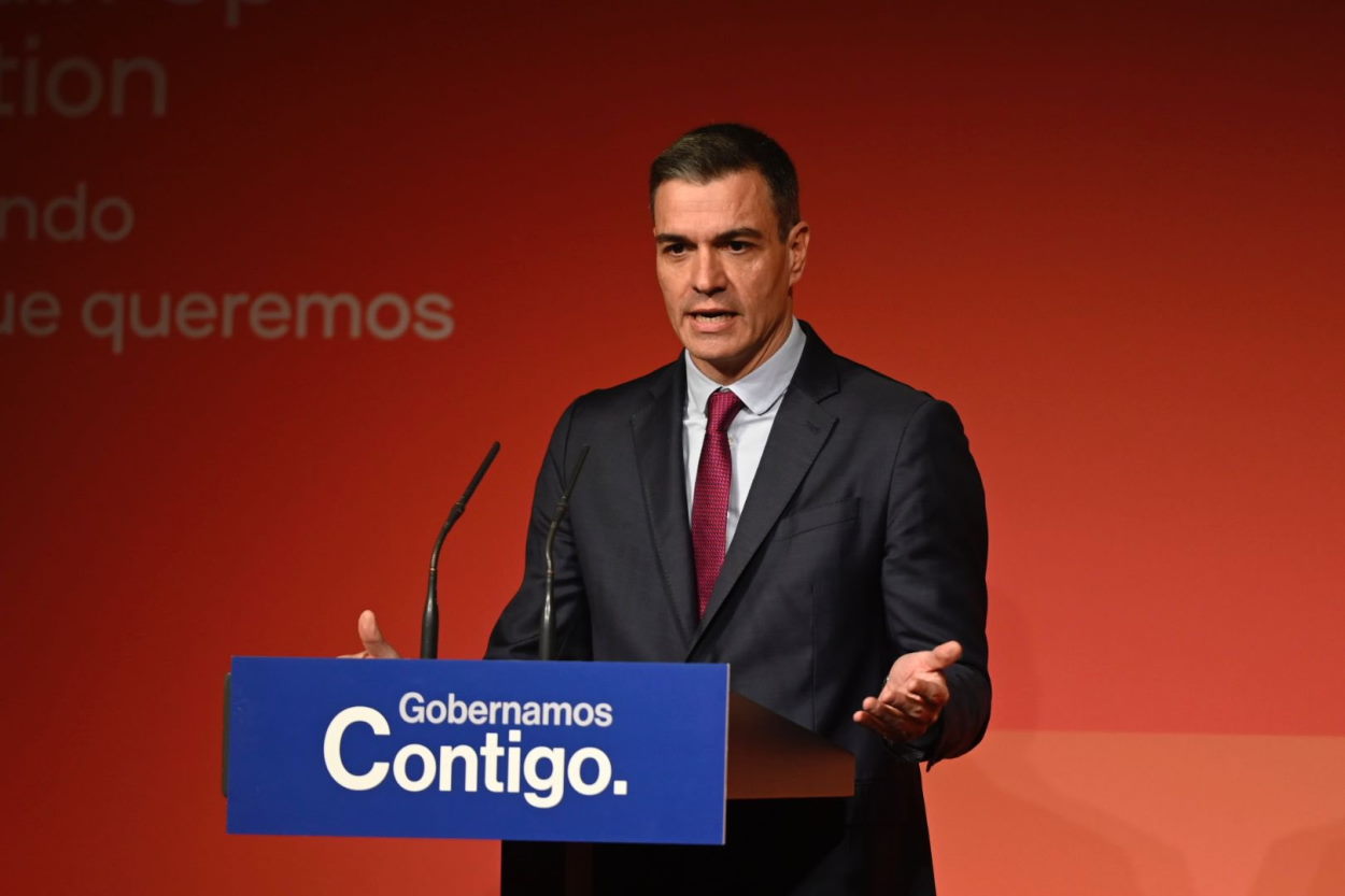 El presidente del Gobierno, Pedro Sánchez, clausura un acto sobre emprendimiento.
