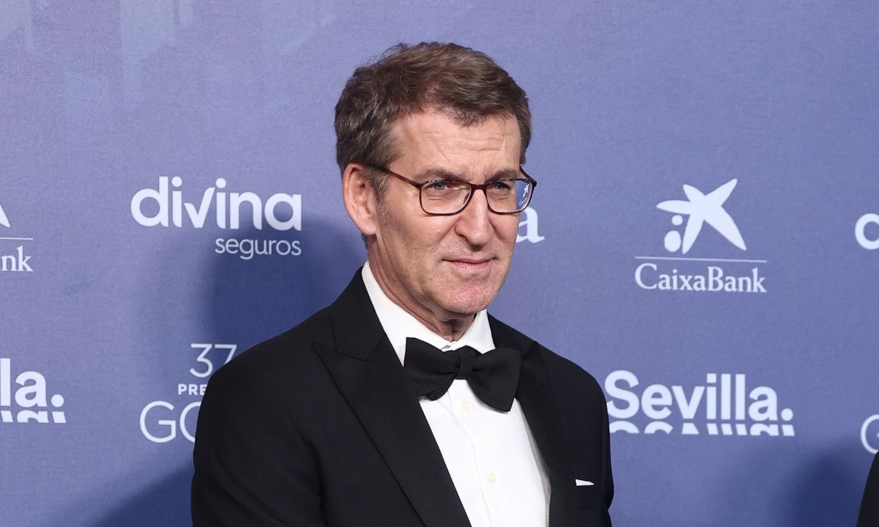 El líder del Partido Popular, Alberto Núñez Feijóo posan en la alfombra roja previa a la gala de la 37 edición de los Premios Goya. EP