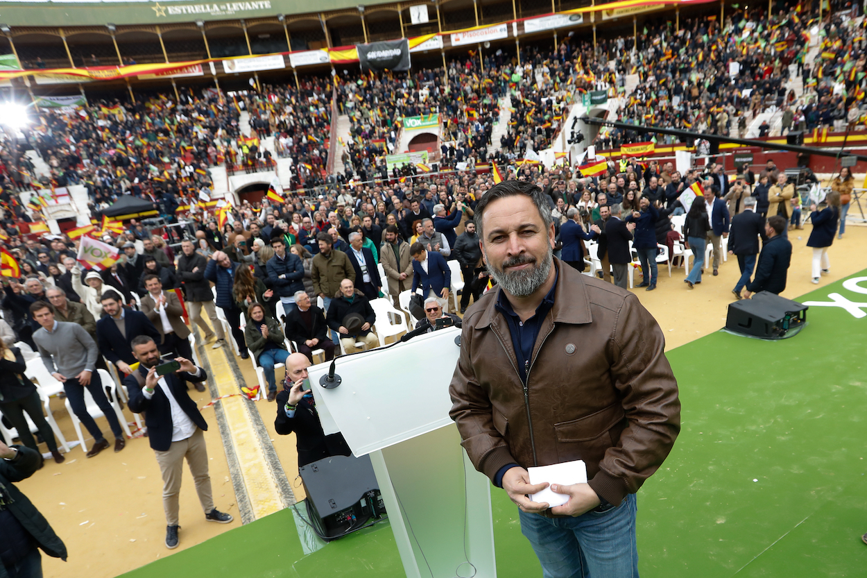 Abascal en el mitin de Vox en Murcia. EP