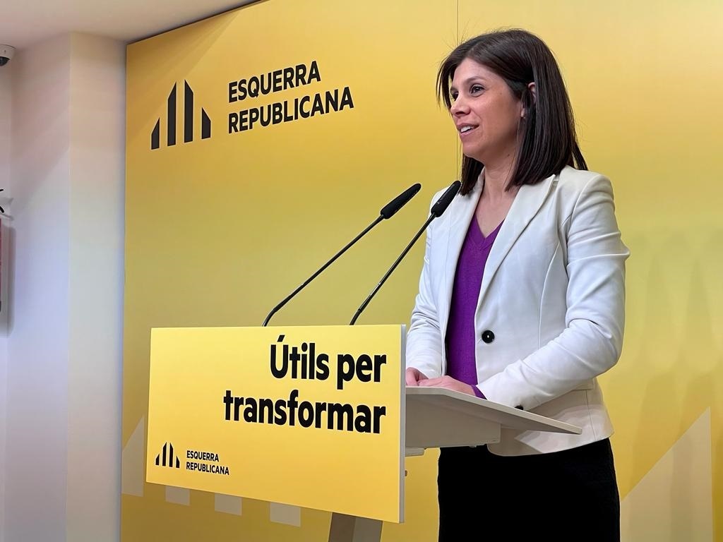 La portavoz y secretaria general adjunta de ERC, Marta Vilalta, en una rueda de prensa