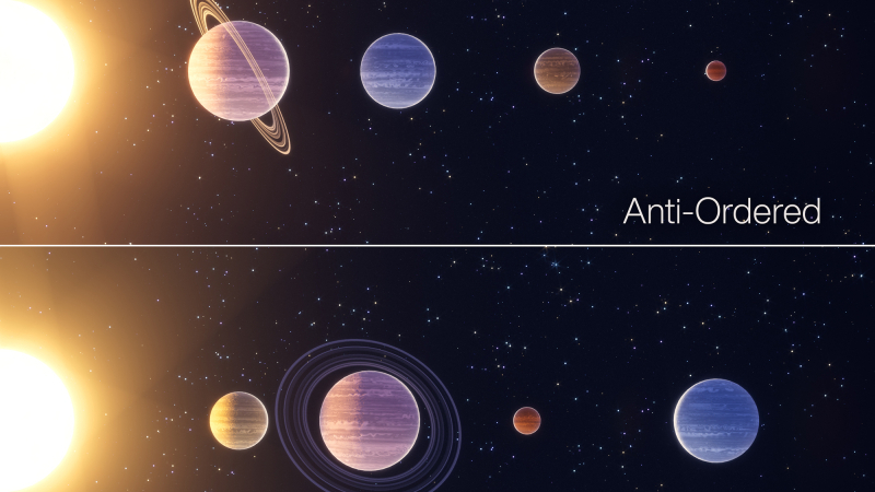 Cuatro tipos de sistemas planetarios ©NCCR PlanetS  Ilustración:  Tobias Stierli