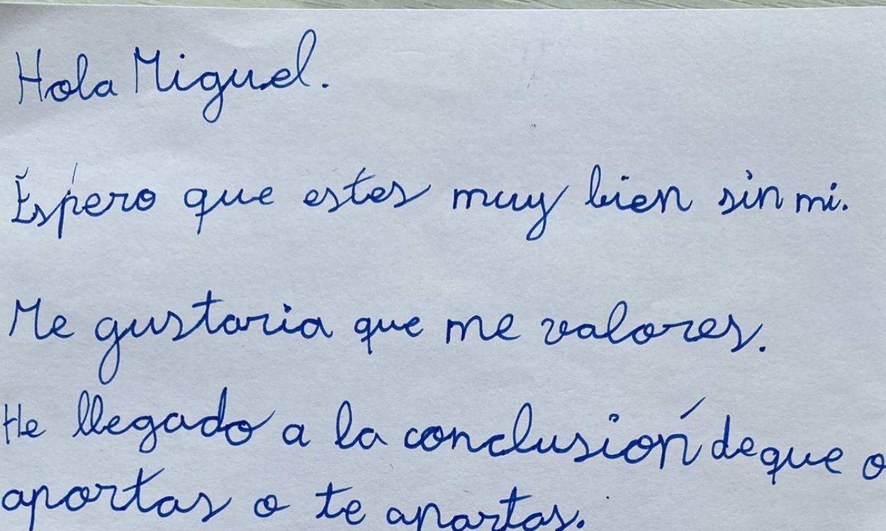 Carta de desamor de una niña de 7 años en redes sociales.