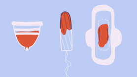 Ilustración de productos de higiene femenina para la menstruación. Pixabay.