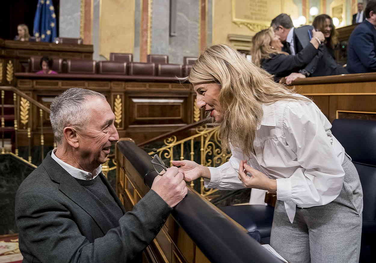 Joan Baldoví y Yolanda Díaz en el Congreso de los Diputados. EP