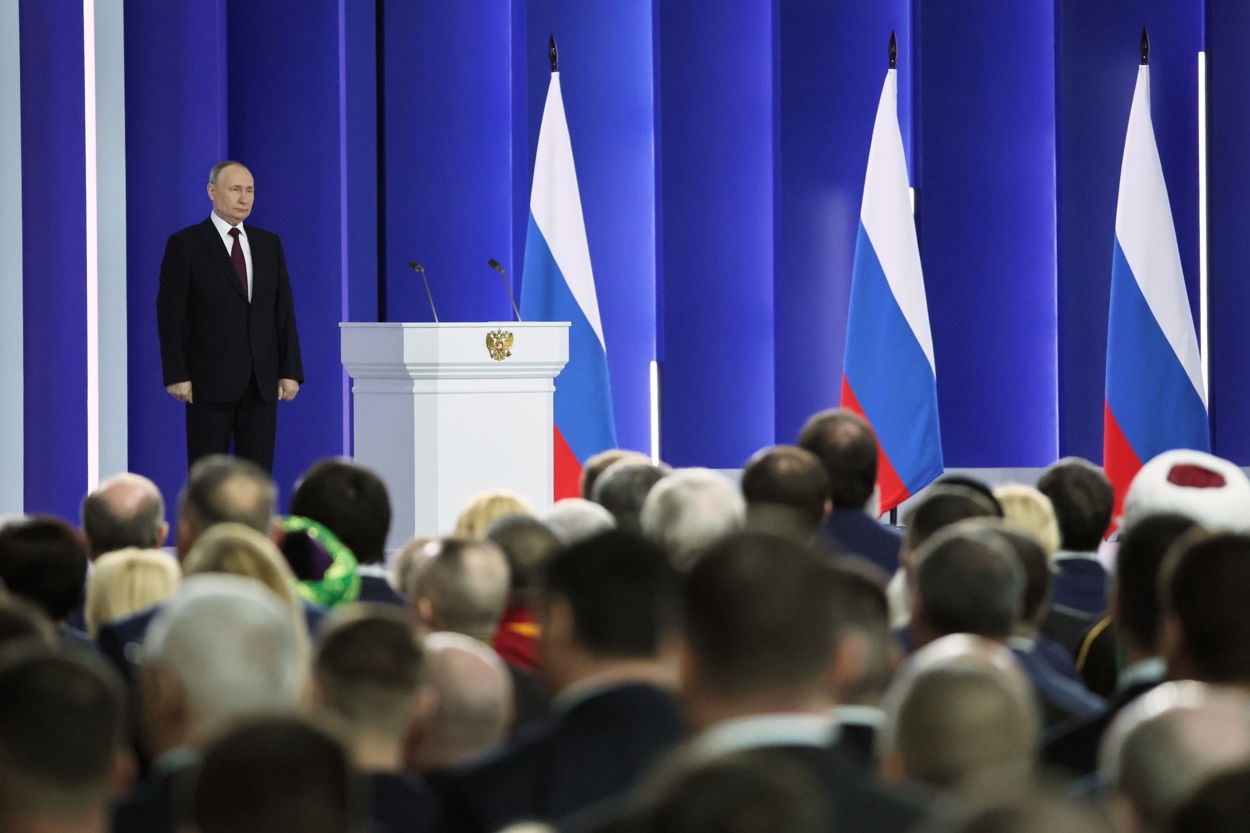 El presidente ruso, Vladimir Putin, ofrece su discurso anual. EFE.