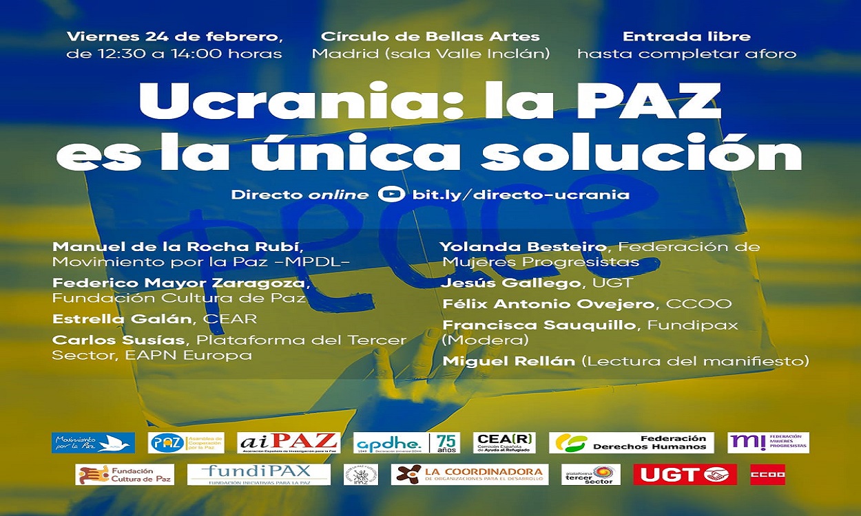 Cartel del acto 'Ucrania: La paz es la única solución'
