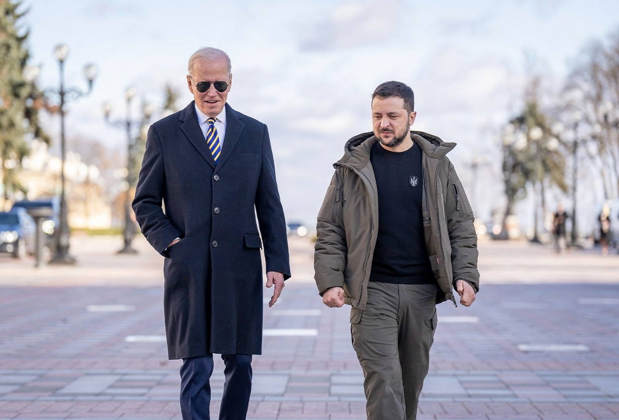 El presidente de EEUU, Joe Biden, y el de Ucrania, Volodimir Zelenski. EP