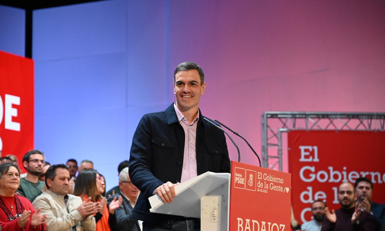 El presidente del Gobierno, Pedro Sánchez, en un acto del PSOE en Badajoz. EP.
