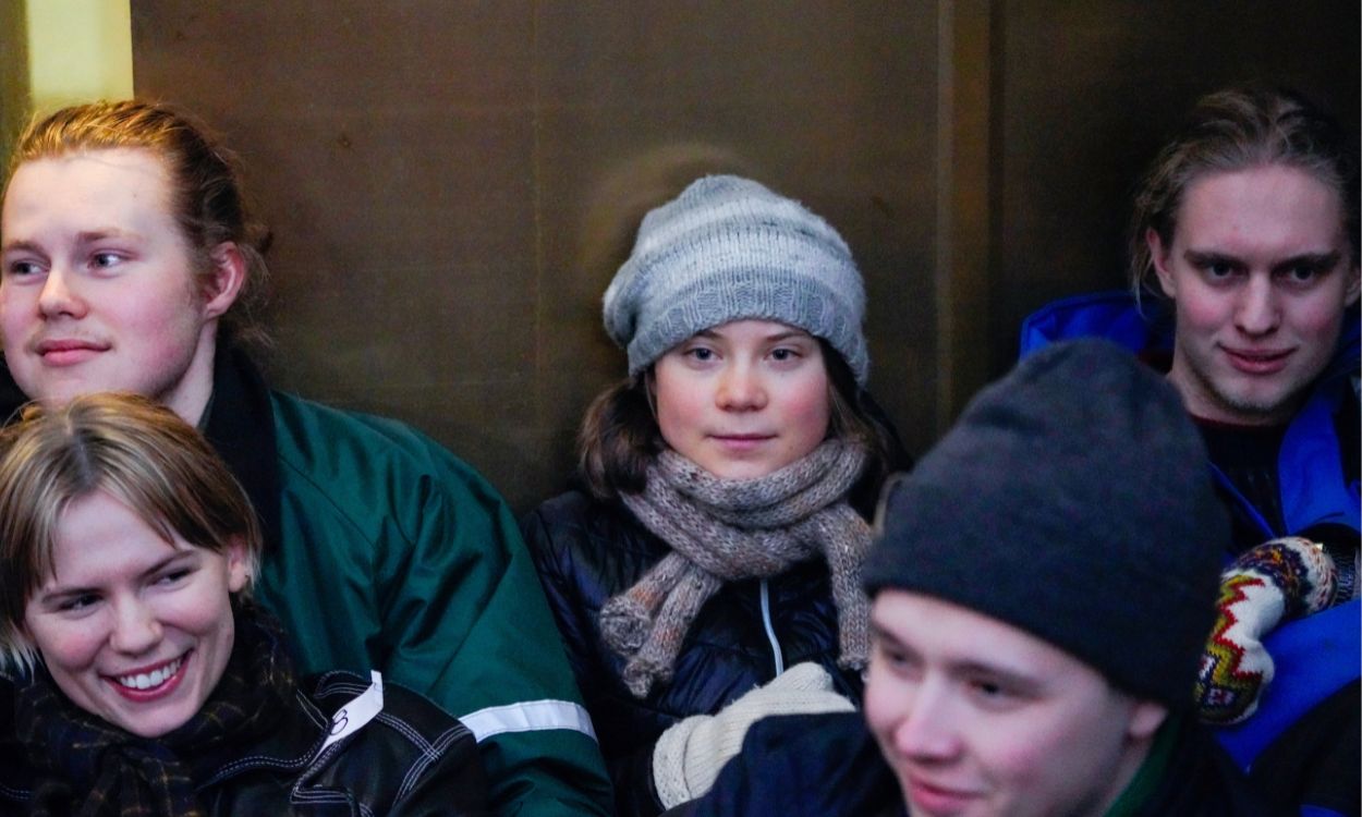 La activista climática Greta Thunberg en las protestas de Oslo. EP.