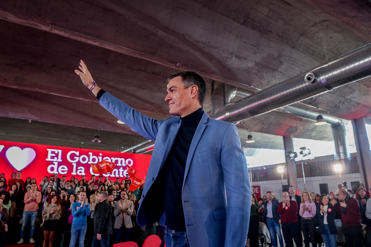 El secretario general del PSOE y presidente del Gobierno, Pedro Sánchez, durante un acto que conmemora el Día Internacional de la Mujer. EP