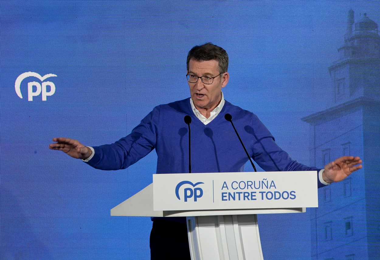 Alberto Núñez Feijóo, durante el acto de este sábado del PP en A Coruña. EP.