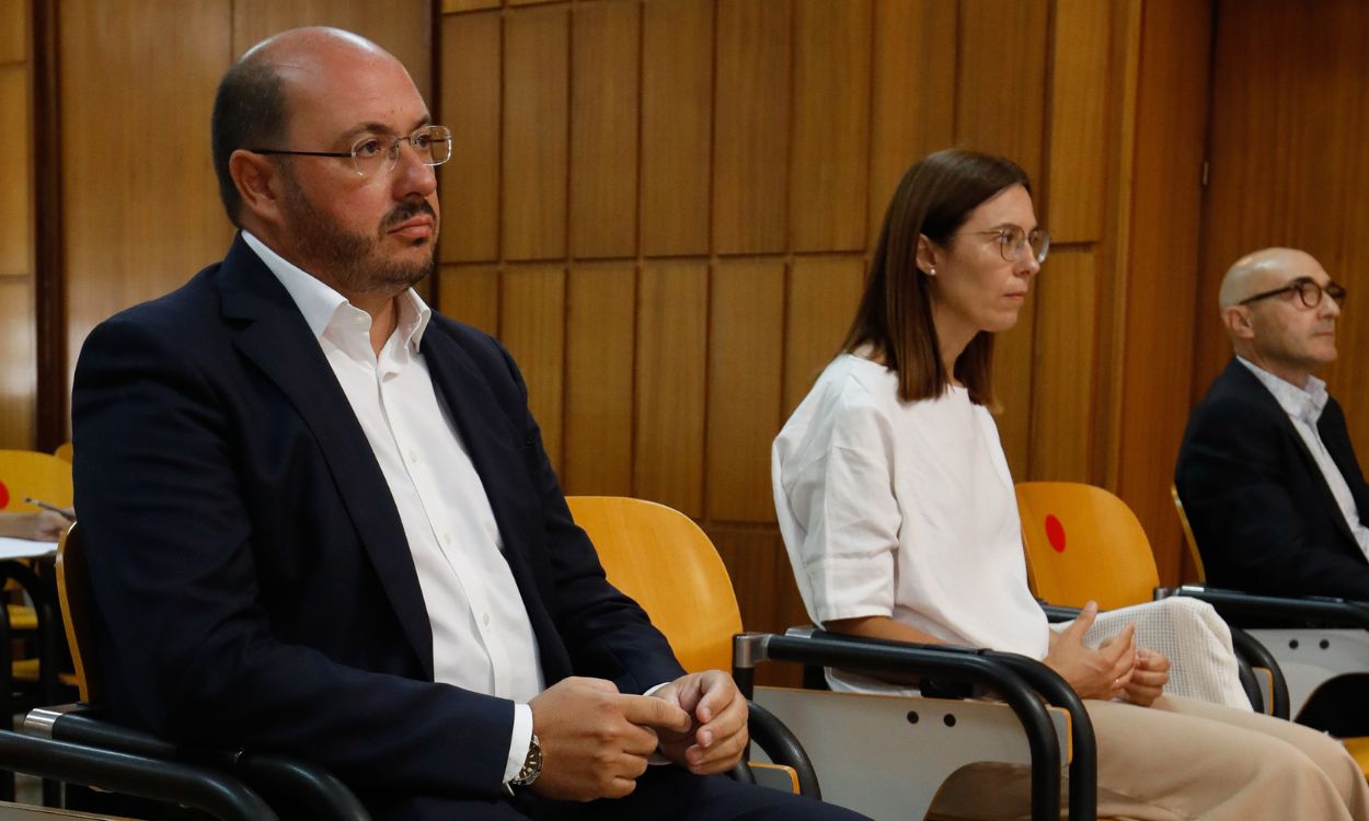 El expresidente de Murcia, Pedro Antonio Sánchez, en la Audiencia Provincial de Murcia. EP.