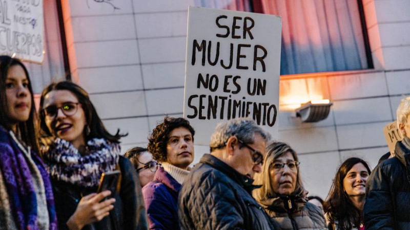 Una de las pancartas del movimiento feminista abolicionista de Madrid. EP.