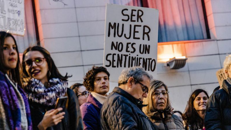 Una de las pancartas del movimiento feminista abolicionista de Madrid. EP. Una de las pancartas del movimiento feminista abolicionista de Madrid. EP.