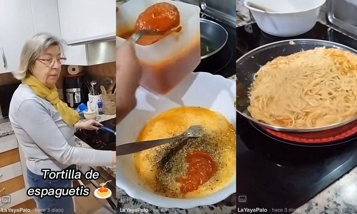 Una mujer enamora a millones de usuarios con su receta de tortilla de espaguetis. TikTok