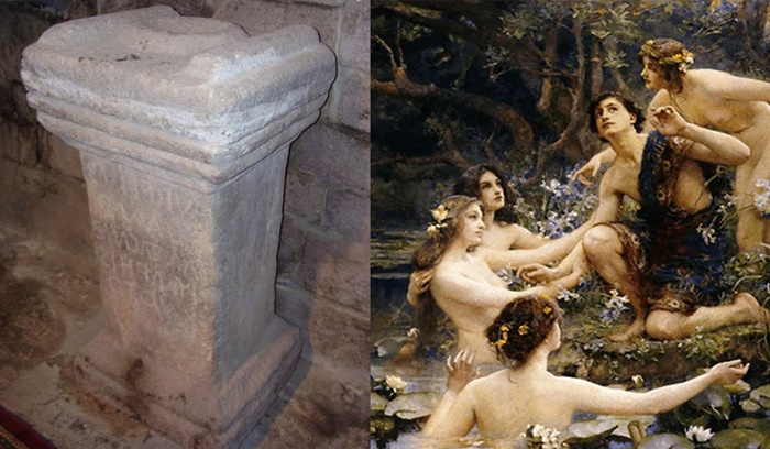 Aras dedicadas a las ninfas como ésta, acabaron en templos cristianos como la iglesia de Santa Eufemia de Ambia Aras dedicadas a las ninfas como ésta, acabaron en templos cristianos como la iglesia de Santa Eufemia de Ambia