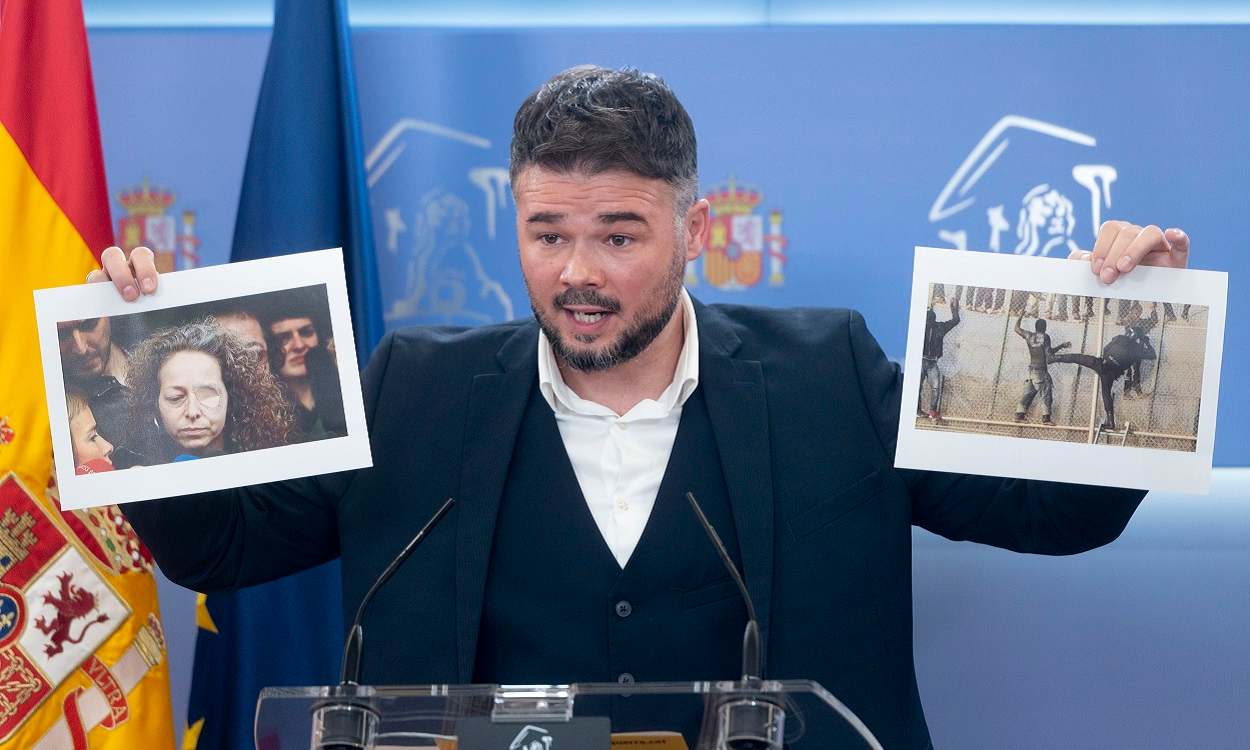 El portavoz de ERC, Gabriel Rufián, en el Congreso. EP