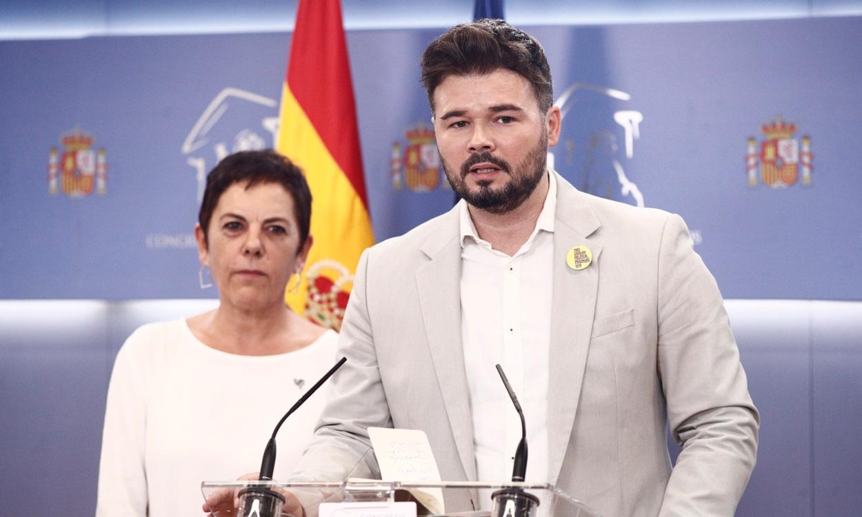 Mertxe Aizpurúa y Gabriel Rufián, portavoces de EH Bildu y ERC en el Congreso. EP