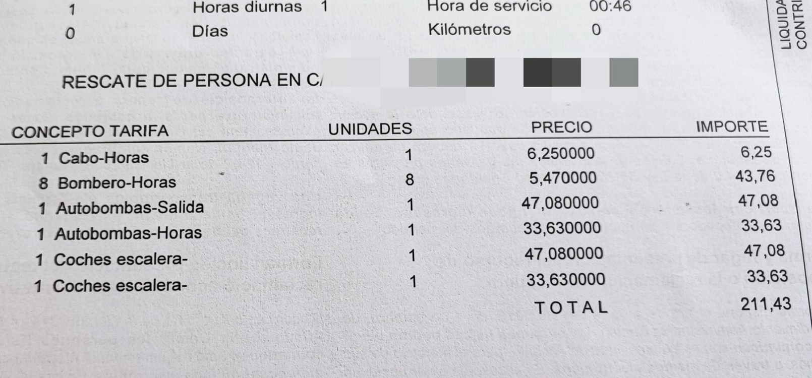 Factura del Ayuntamiento de Alicante en concepto de ‘rescate de persona’. Twitter