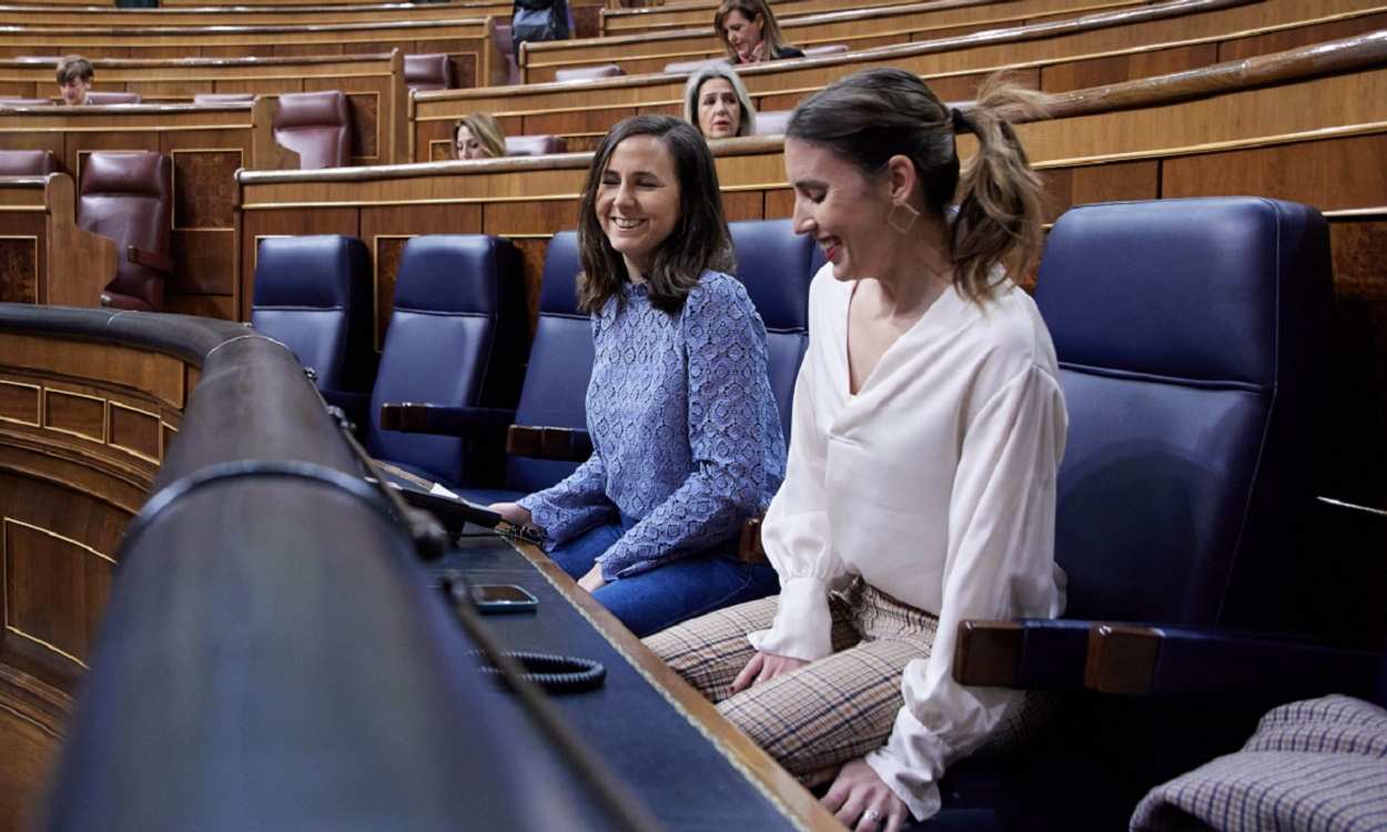Ione Belarra e Irene Montero, ministras de Unidas Podemos, en el Congreso. EP