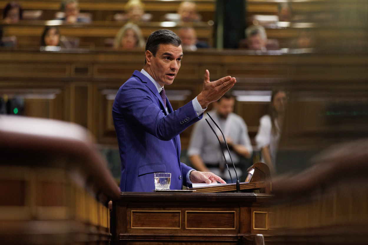 El presidente del Gobierno replica a Vox durante la moción de censura. EP