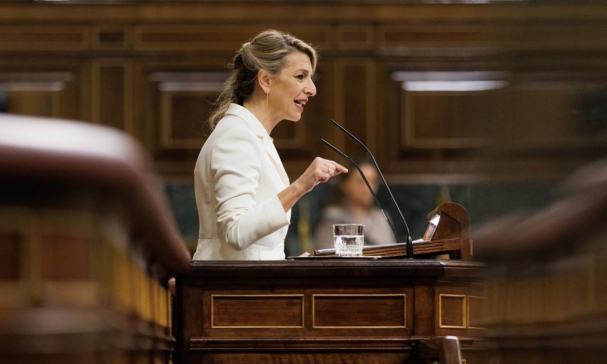 La ministra de Trabajo, Yolanda Díaz, en el Congreso. EP