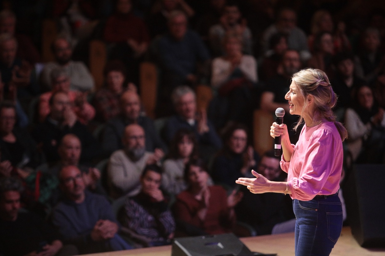 Yolanda Díaz, durante un acto de Sumar. EP