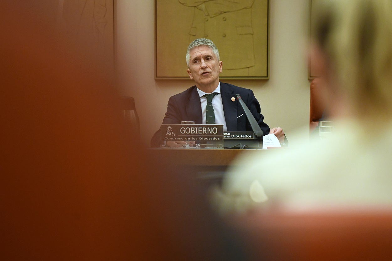 El ministro de Interior, Fernando Grande-Marlaska, durante la Comisión de Interior, en el Congreso de los Diputados. EP.