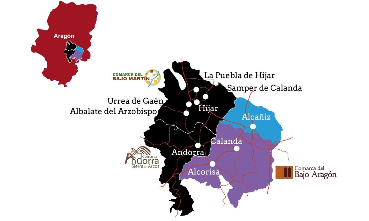 Mapa de la ruta del tambor y el bombo de Teruel. Aragon.es