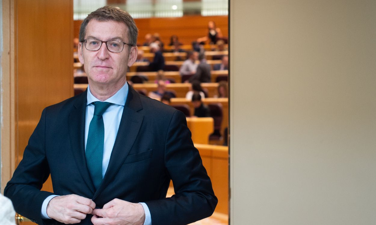 El presidente del PP, Alberto Núñez Feijóo, durante una sesión plenaria en el Senado, a 29 de marzo de 2023. EP