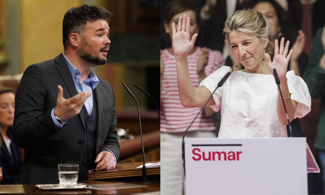 Gabriel Rufián acusa de traición a Yolanda Díaz tras el último 'acto de escucha' de Sumar. EP