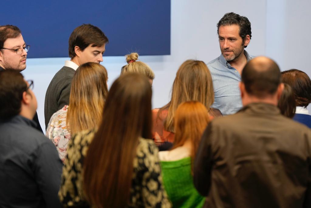 Borja Sémper, durante la rueda de prensa celebrada en Génova este lunes 3 de abril