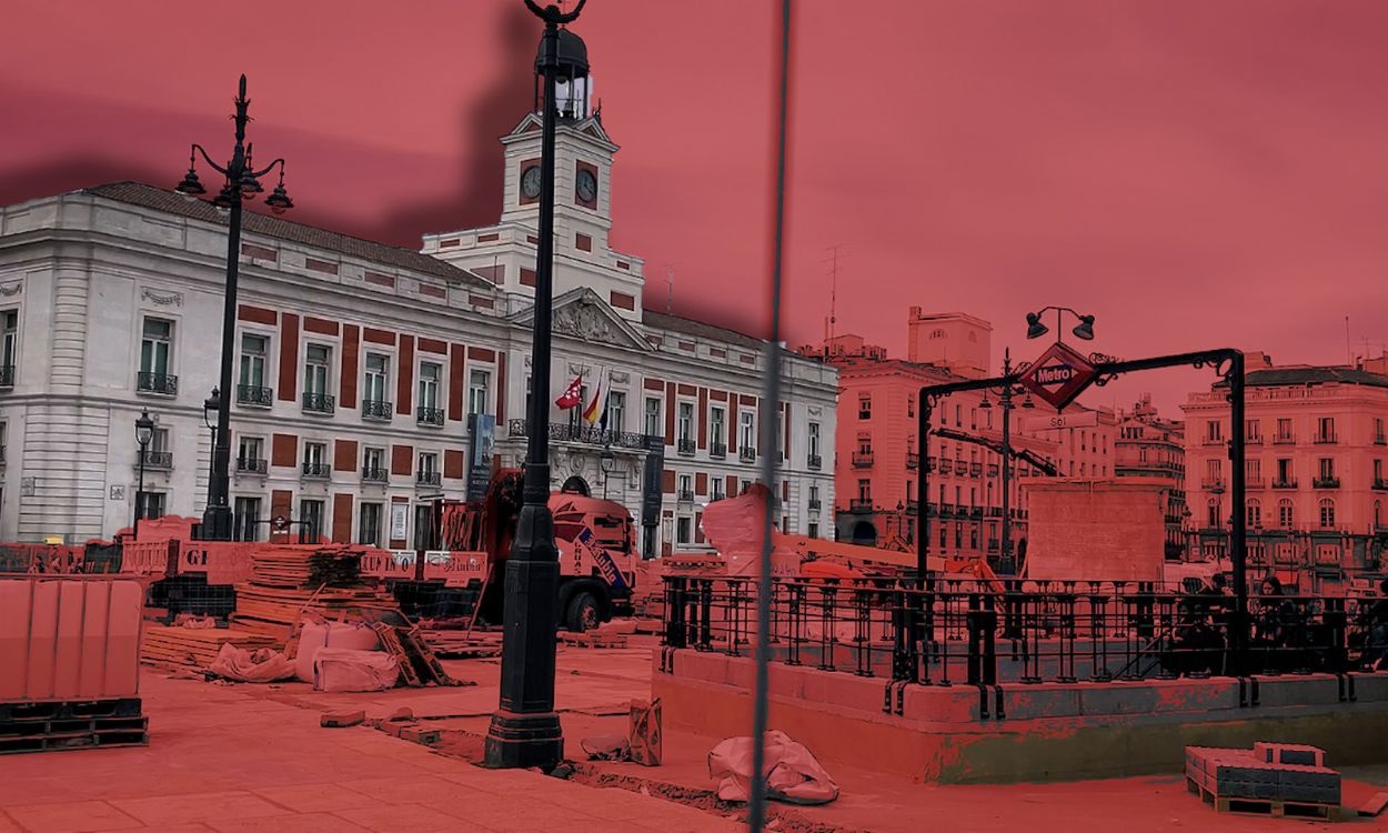La Puerta del Sol en obras durante el fin de semana. Jesús Olmedo.