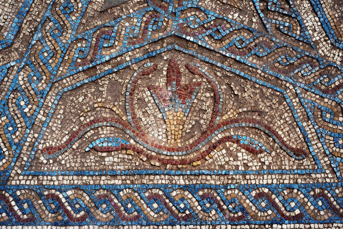 Uno de los mosaicos encontrados en el yacimiento de la ciudad ibero-romana de Cástulo